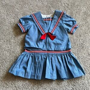 Vintage Good Lad Girls Size 4 Navy Sailor Dress Nautical Easter Toddler Made USA
